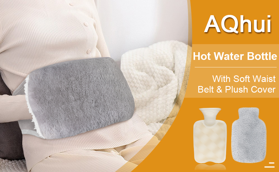 Hot water bottle set with belt and plush cover