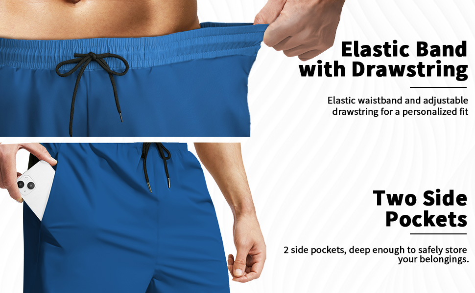 Mens Swim Trunks Compression Liner 7 Inch Inseam Shorts Swimming Bathing Suit Board Pockets Swimwear