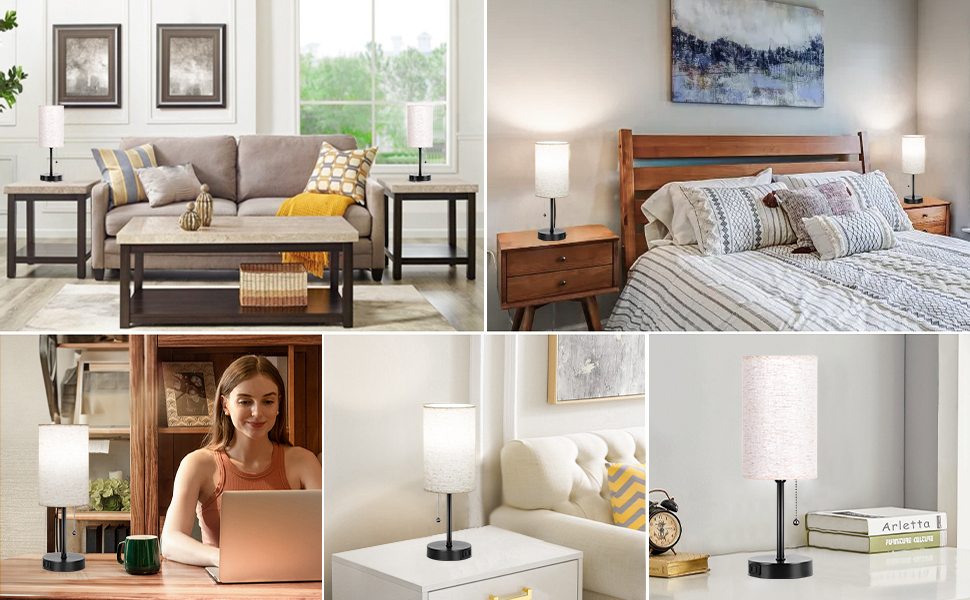 Nightstand Lamp for Bedroom Living Study Reading