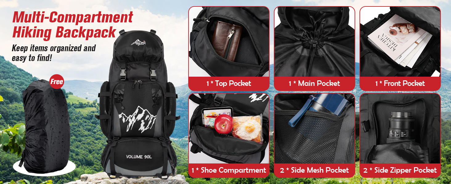 90L hiking backpack