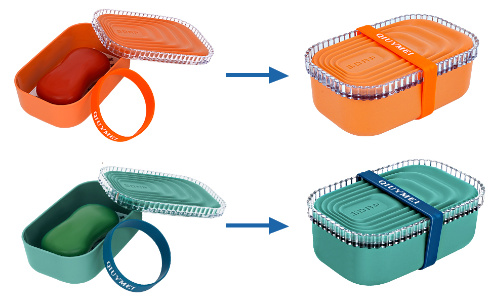 QIUYMEI Soap Holder, Travel Soap Container with Lid,Strong Sealing Leak Proof