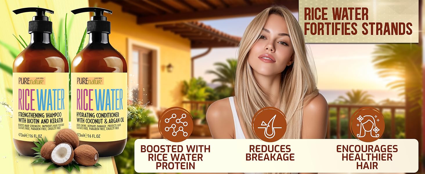 rice water shampoo biotin for women thinning hair sulfate free and conditioner thickening