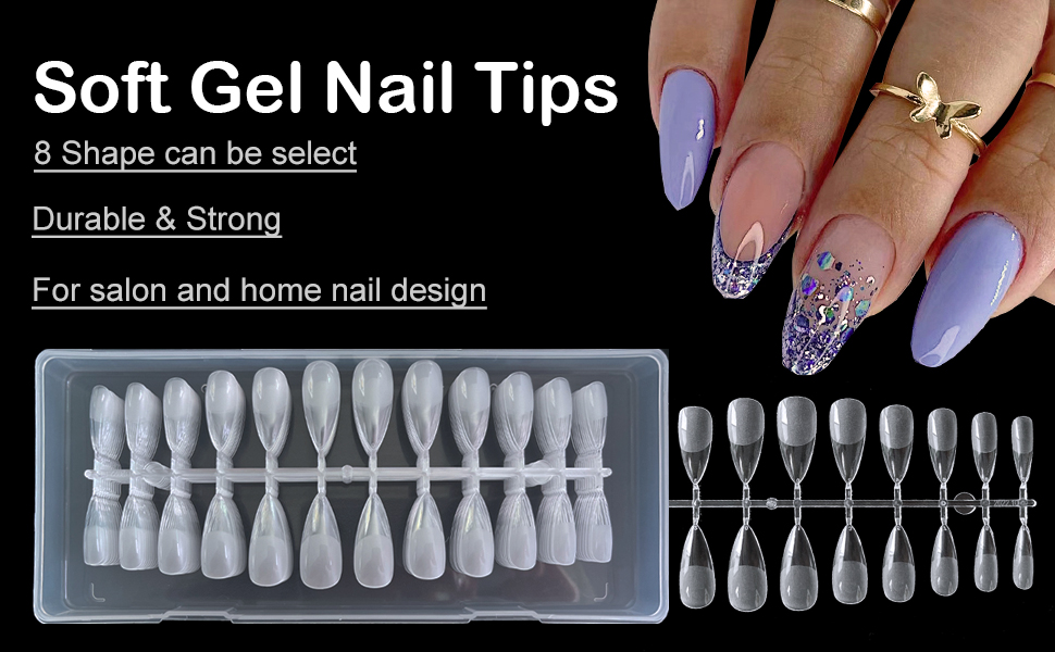 Bellelfin 240pcs Short Almond Nail Tips Preshape Oval