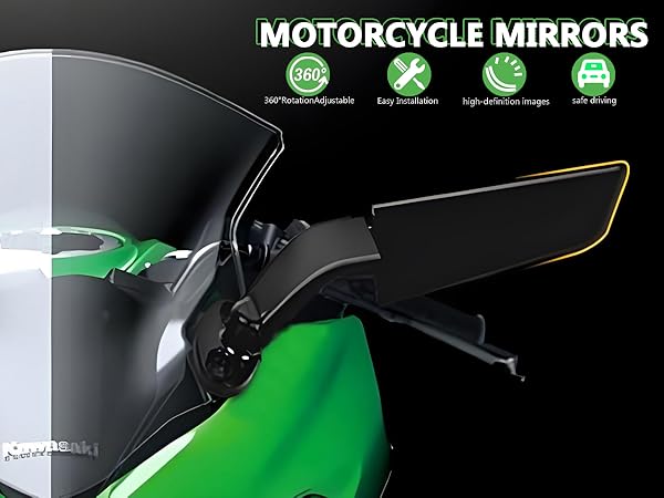 Amazon.com: Motorcycle Mirrors Adjustable Aluminum Rotating
