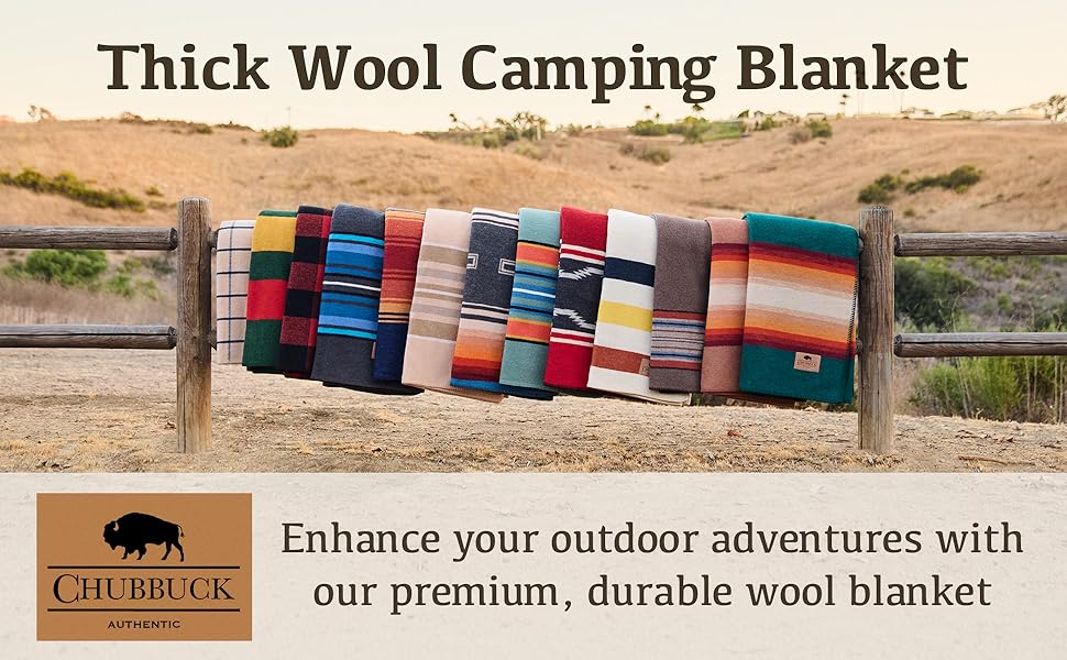Chubbuck Authentic thick wool camping blanket