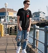 Mens Graphic Tees Vintage T-Shirts Oversized Letter Print Casual Crewneck Cotton Top Short Sleeve...