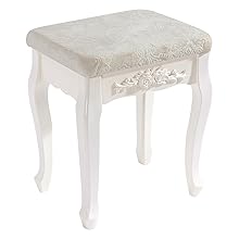 WOLTU Dressing Table Stool. Soft Padded Vanity Stool 37x30x50cm. Makeup Chair For Bedroom. MDF Wood. Baroque Style. Cream White 16 1