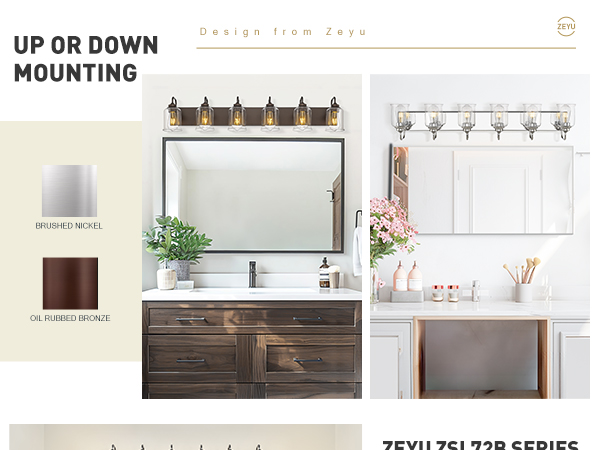 zeyu 44 Inch Farmhouse Bathroom Vanity Lights, 6-Light