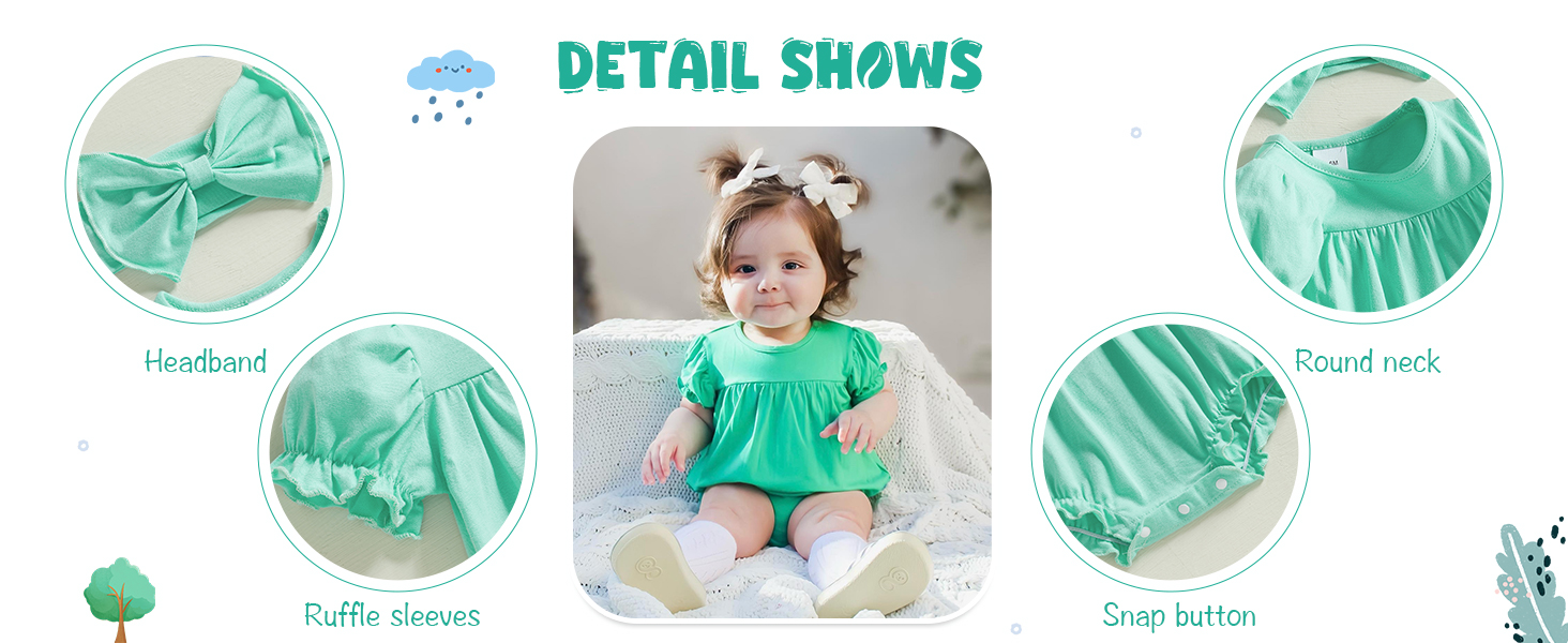 woshilaocai Baby Girls Spring Summer Clothes Newborn Smocked... Baby Girls Smocked Romper Bubble Vintage Bodysuit Outfit