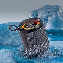 X8 Plus speaker being splashed with water, demonstrating IPX5 waterproof rating