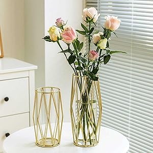 金装飾花瓶、特価‼️ Amazon.co.jp: iikuru 花瓶 2個 セット おしゃれ ゴールド フラワー