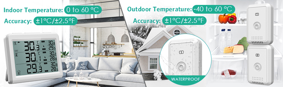 Refrigerator Thermometer, Wireless Digital Freezer Thermometer