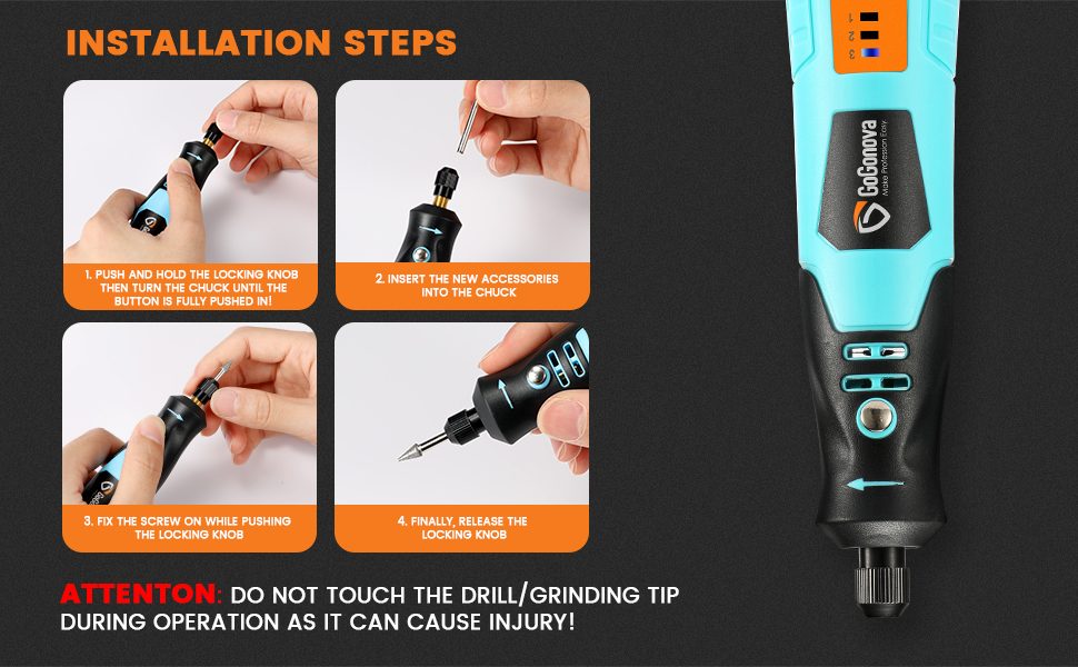 GoGonova 4V Cordless Rotary Tool with 43 Accessories, 3 Variable Speeds