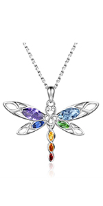 Sterling silver chakra dragonfly necklace