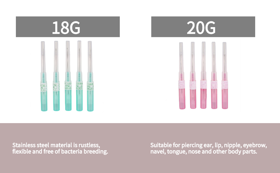 5Pcs/Bag Piercing Needles, 4Types Body Tattoo Piercing, Sterilized 14G