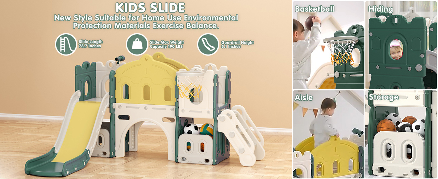 Lischwert Toddler Slide, Indoor Slide Playground Set for