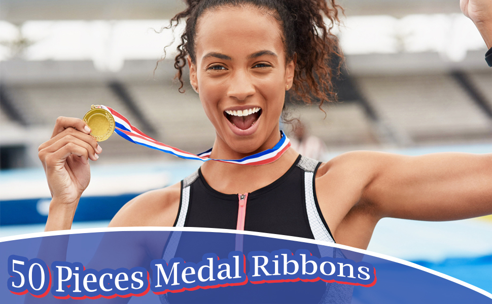 SUBANG 50 Pieces Medal Ribbons Award Neck Ribbons Medal Lanyards with Snap Clips