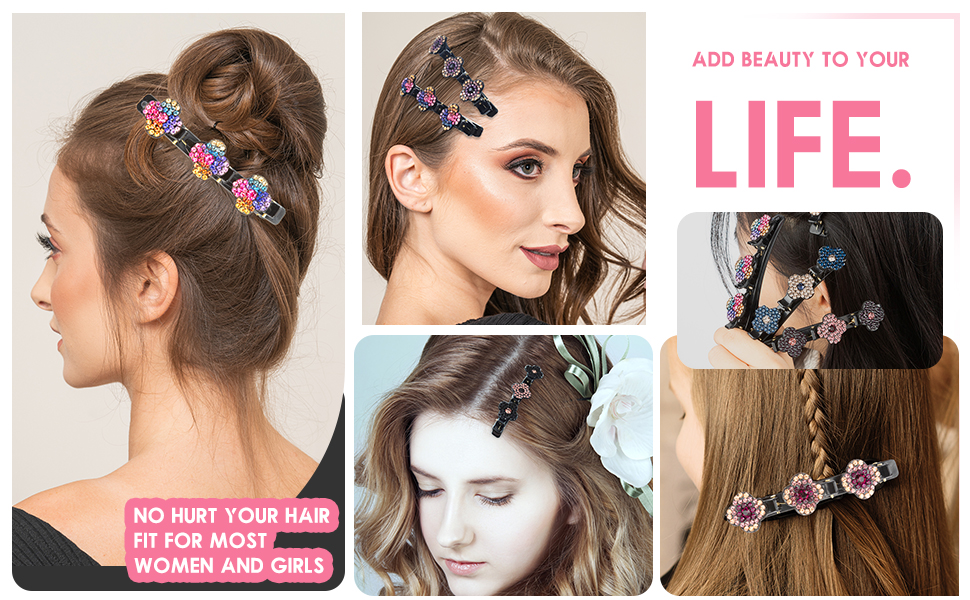 Sparkling Crystal Stone Braided Hair Clips