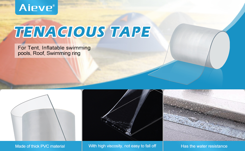 AIEVE Tenacious Tape, 2m Tent Repair Tape Clear Waterproof Repair Tape