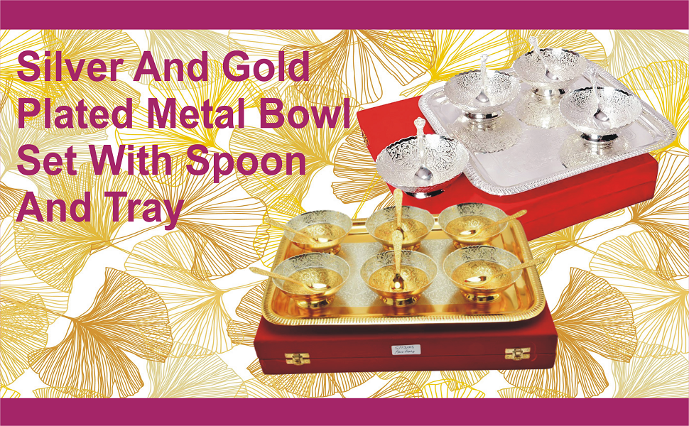 Buy "Craze Craft Silver & Gold Plated Bowl Set for Gift Premium Gold