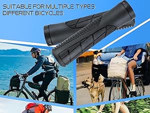 Bike Handlebar Grips 131mm Eco-Friendly Rubber Ergonomic Bicycle Grips with R/L Direction Marks & Allen Wrench, Anti-Slip Shock-Absorbing Comfortable Grips for 22.2mm MTB BMX Folding E-Bike Scooter Wide Compatibility