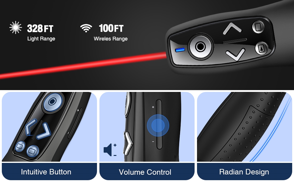 Presentation Clicker, Wireless Presenter Remote Clicker for Powerpoint, Powerpoint