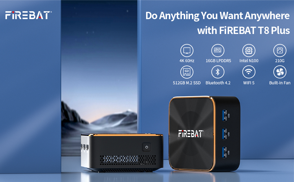 Amazon.com: FIREBAT Mini PC, T8 Plus Intel 12th N100 Mini PC (4C/4T, up ...