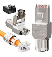 VCELINK Upgraded Compact CAT7 RJ45 Toolless Connector, 2 Pack, Zinc Alloy Shielded Tool Free Ethe...