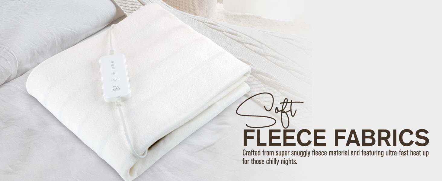 SA Products Electric Heated Blanket Electric Blanket Double, Detachable Remote & 3 Heat