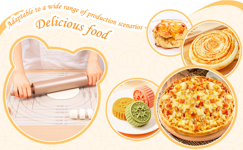 Silicone Baking Mat with Dough Cutter 2Pcs Non-slip and Reusable - For Cookies, Bread, Pastry