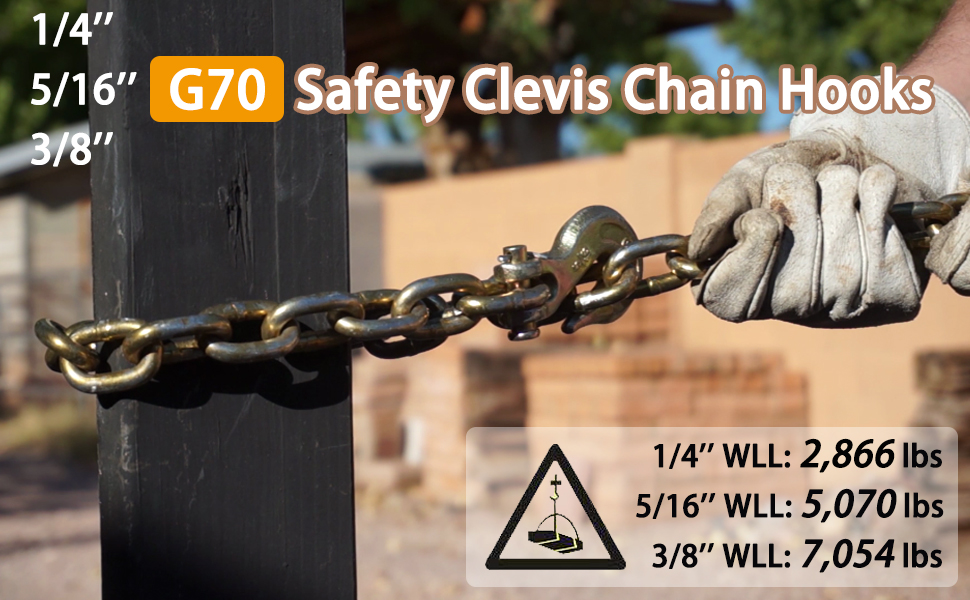 JFOMOYGI G70 1/4'' Safety Chain Hooks Clevis Hook Heavy
