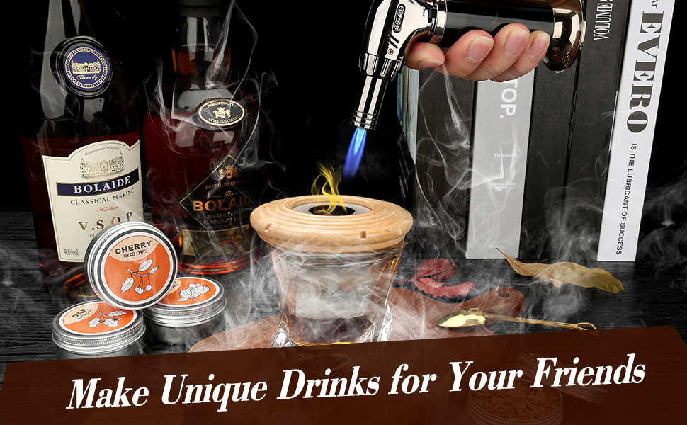 Cocktail Smoker Kit with Torch, Whiskey Smoker Drinks Kit, Old