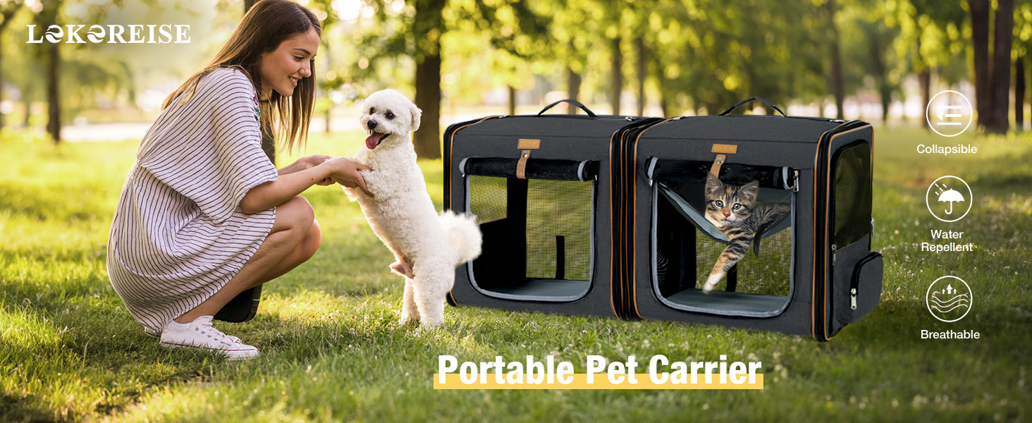 Lekereise 2in1 Dog Carrier for Medium Dogs Large Cat Car