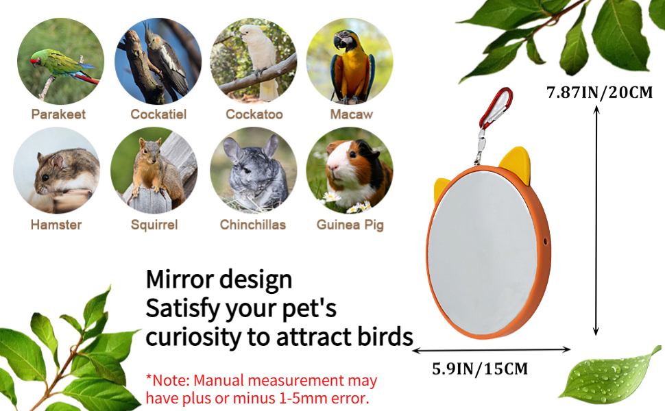 FidosFav Large Pet Bird Mirror Toy Hanging Bird Cage