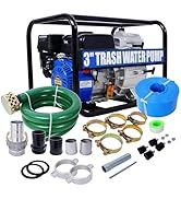 Gas Powered Trash Pump 3 inch, 209cc 7HP 4 Stroke, Full Trash Water Pump Portable Irrigation Pump...