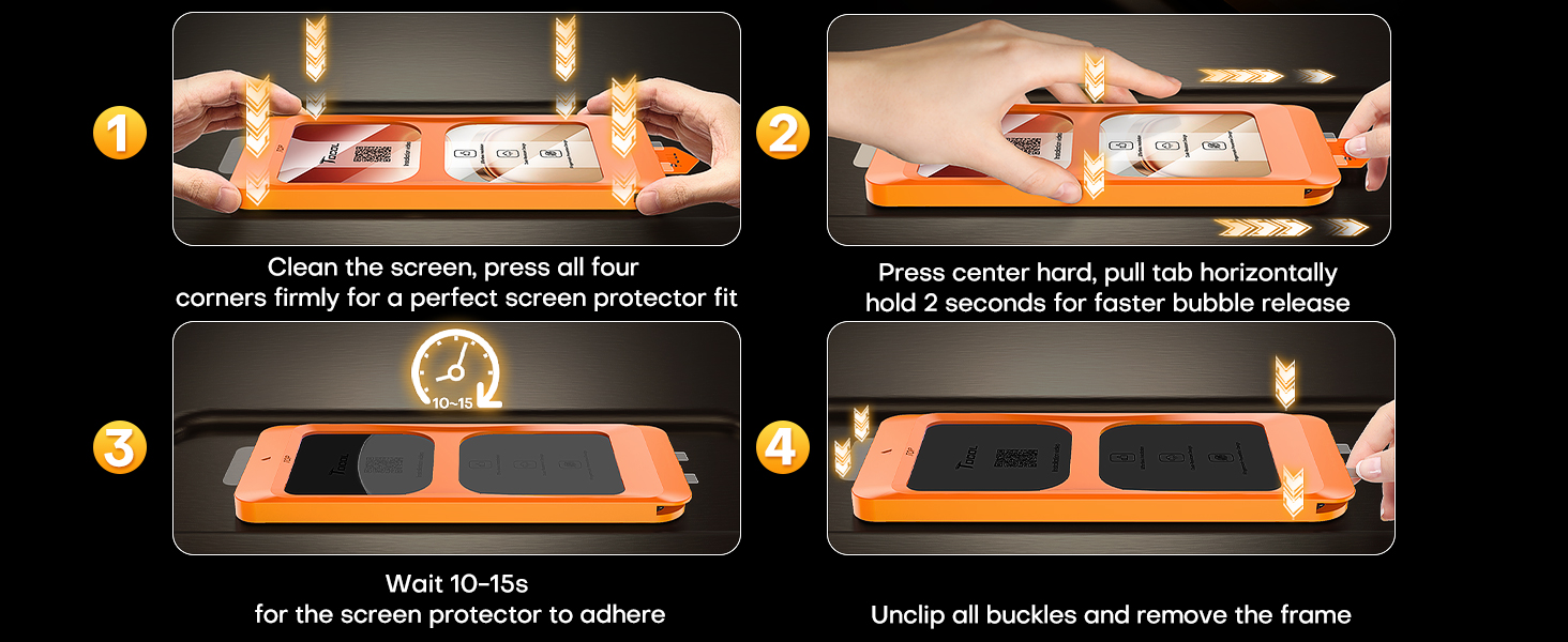 Series of orange and black product images against dark background, appears to be technical or industrial equipment displays.