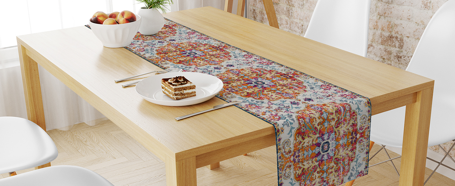 Snycler Boho Persian Turkish Table Runner Bohemian Table