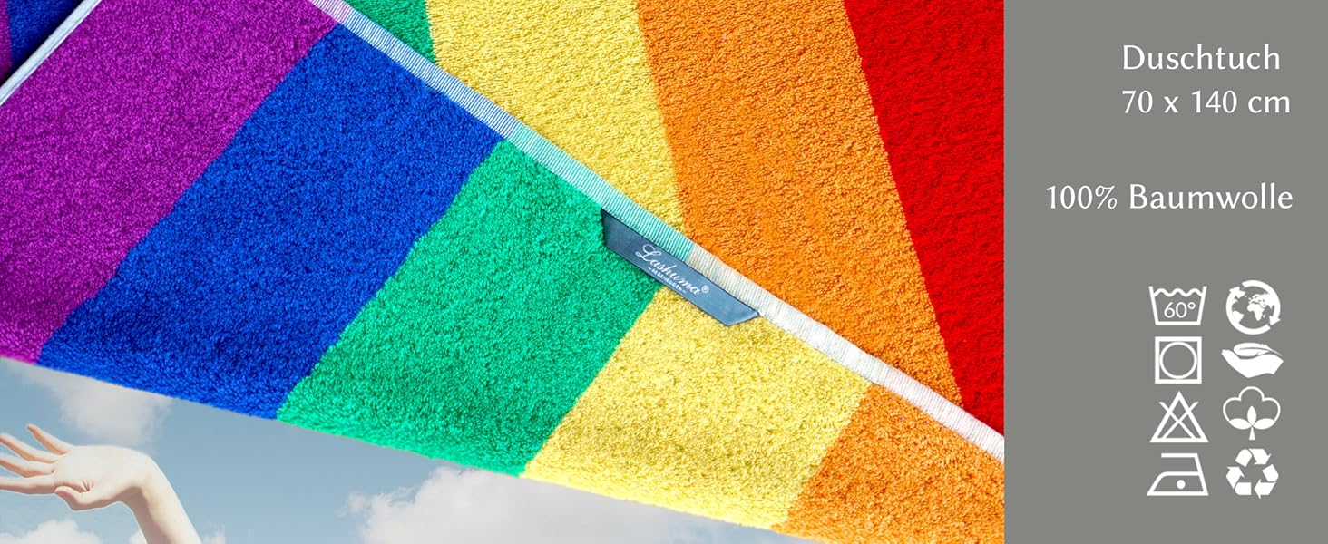 Regenbogen Duschtuch aus Baumwolle