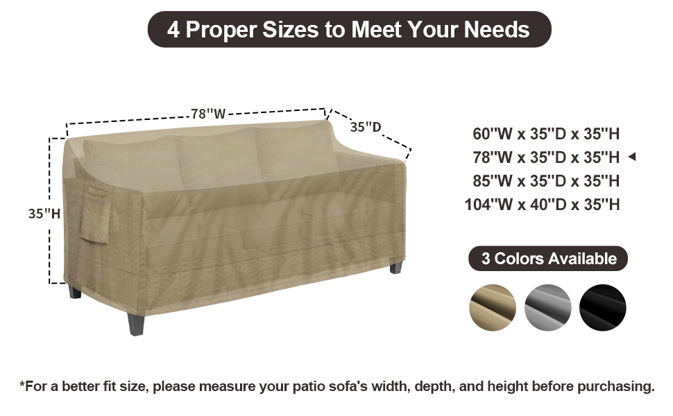 PureFit Outdoor Couch Cover Waterproof Patio Sofa Furniture