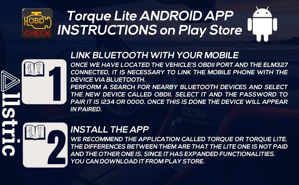 it is necessary to link the mobile phone with the device via Bluetooth.