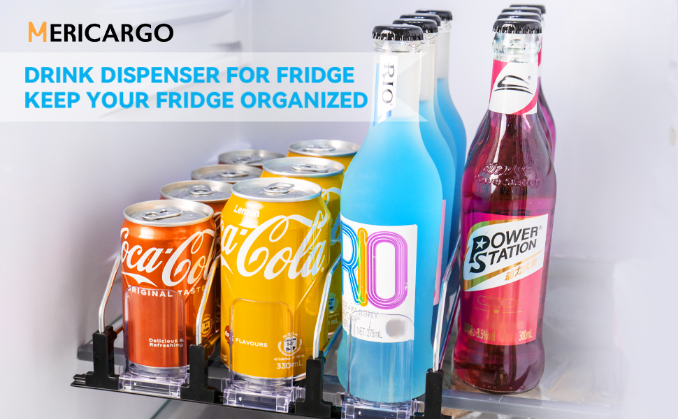 MERICARGO Drink Organizer for Fridge, SelfPushing Soda Can Organizer for