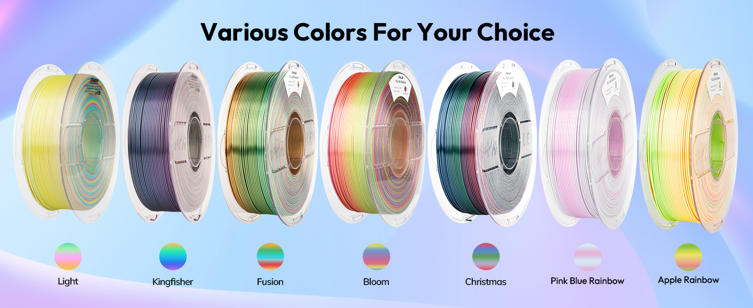 Shiny Multicolor Rainbow PLA Filament 1.75mm, Gradient Color Change PLA 3D Printing Filament