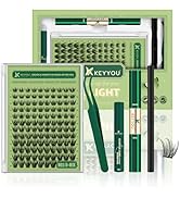 KEYYOU Natural Lash Clusters Kit 144Pcs DIY Lash Extension Kit Wispy Eyelash Extensions Kit D Cur...