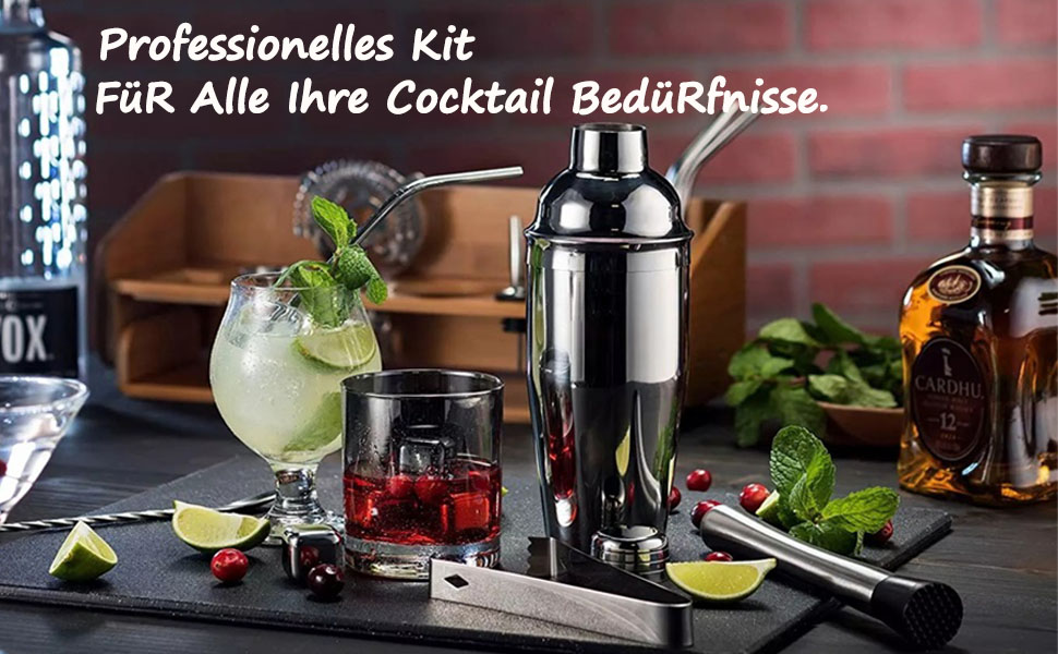 23 Teiliges Cocktail Shaker Set, Cocktail Mix Set,Edelstahl Barkeeper
