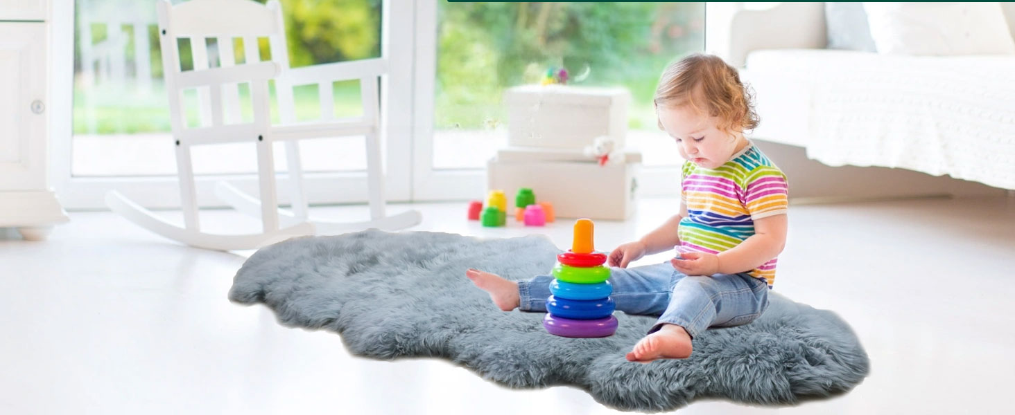 grey large double sherpa rug