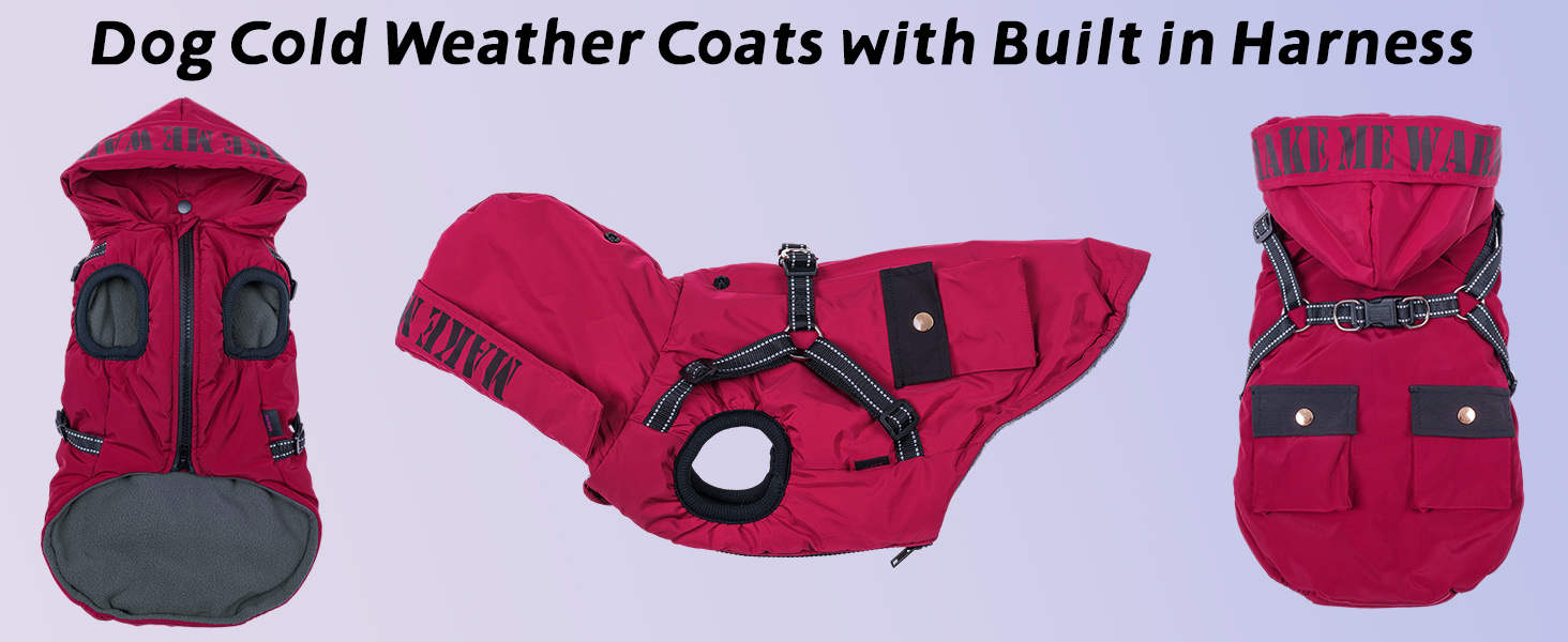 Gyuzh Dog Winter Hooded Coat Waterproof Dog Winter Jacket with