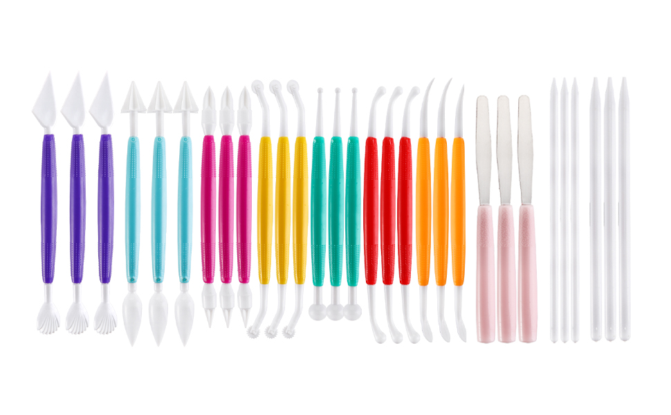 Cedilis 30 Pack Plastic Clay Tools, Assorted Colors Crafts
