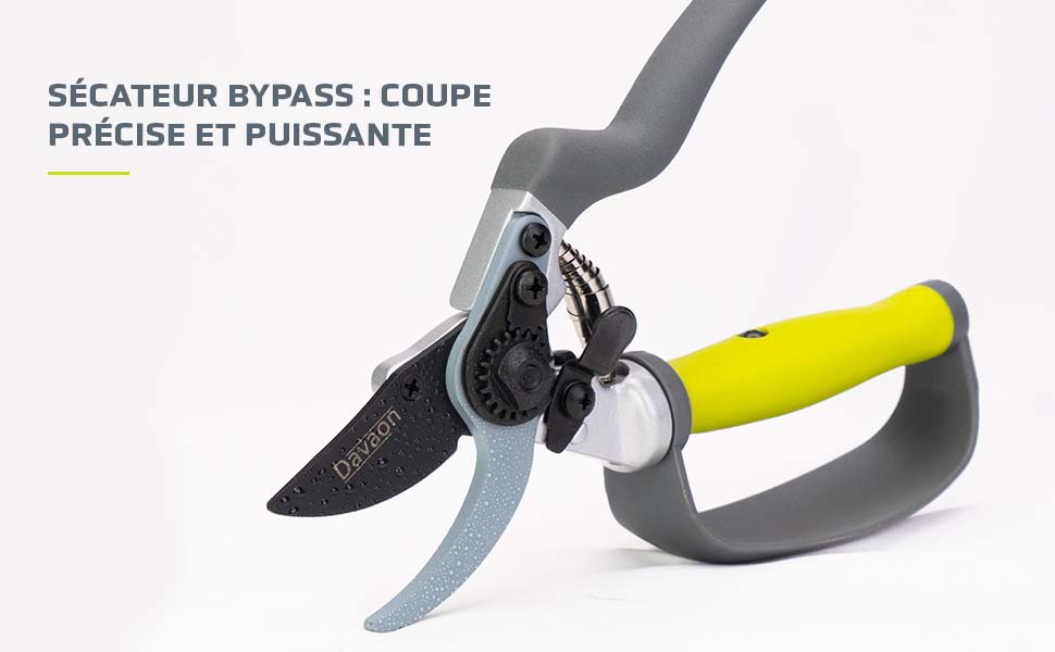 Davaon Pro Sécateur Bypass avec Poignée Ergonomique, Autopivotante et