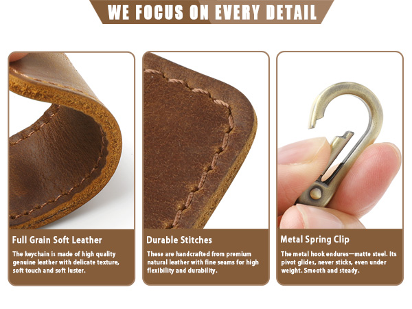 Jack&Chris Genuine Leather Car Keychain, Universal Key Fob