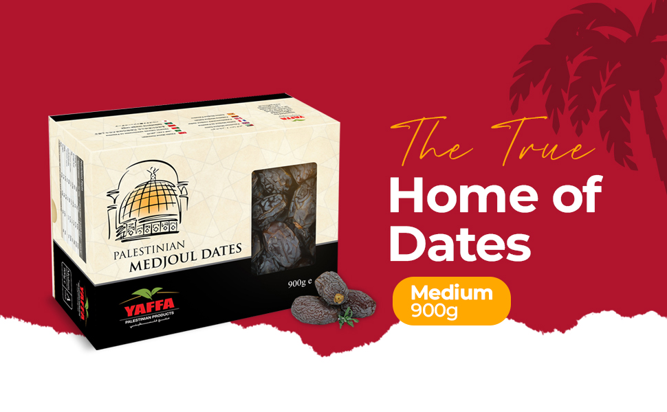Yaffa Delicious and Juicy Medium Medjool Dates (Box of 900g) All Natural, No Added Sugar, Free